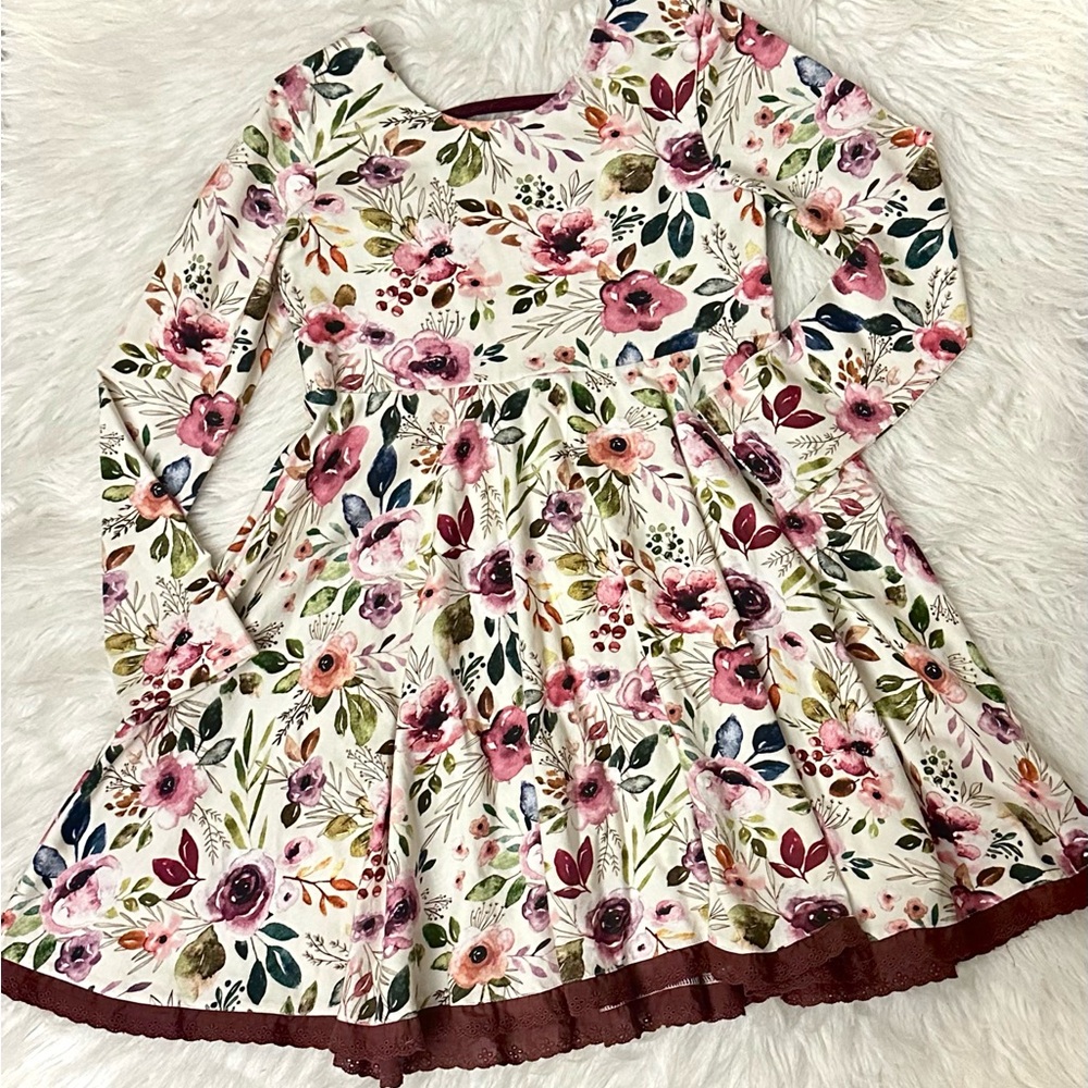 Floral Long Sleeve Kids Dress